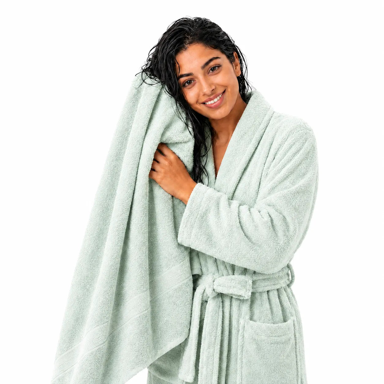 Plain Bathrobe Set 2pcs (Bathrobe + Face Towel 50x100)