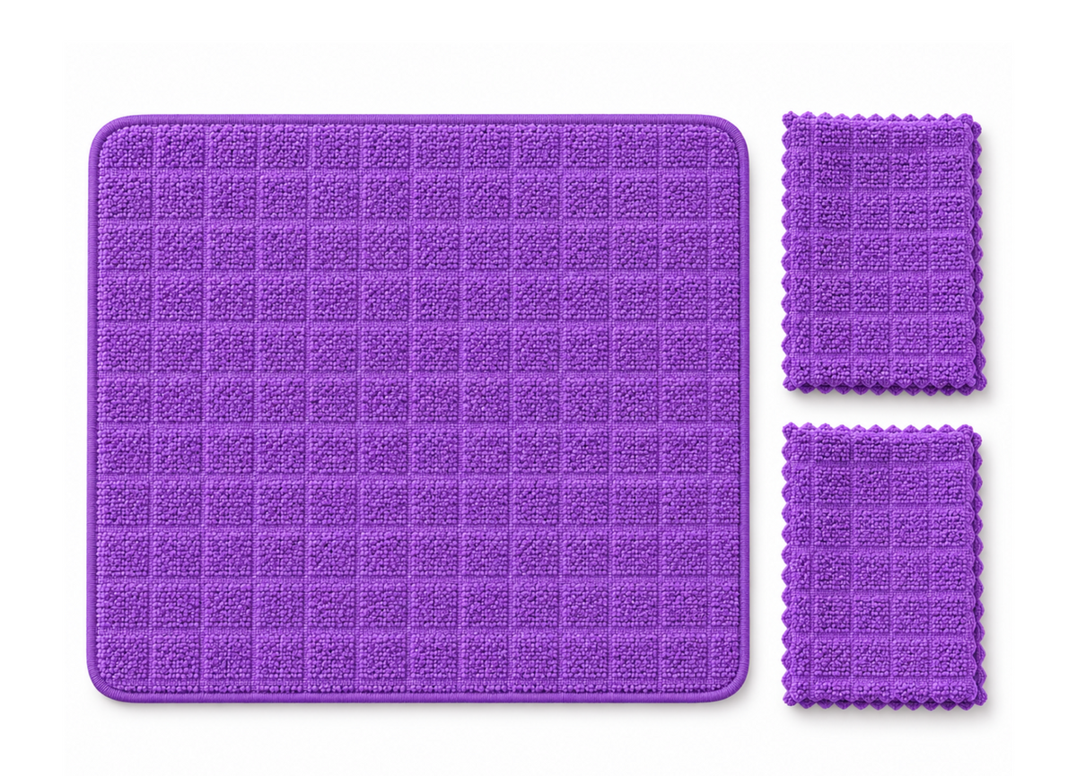 Kitchen drying mat and two towels