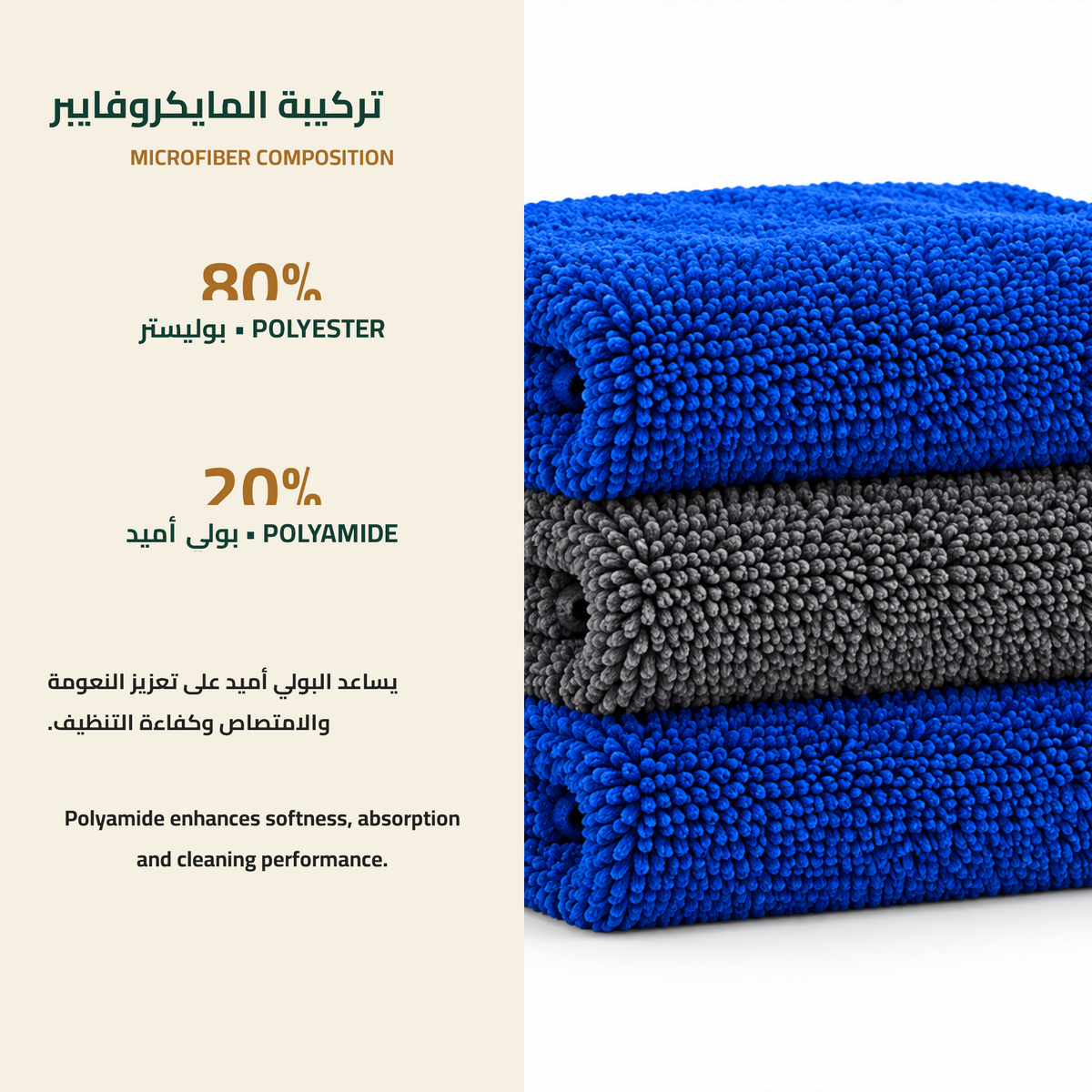 Cairo Brand car cleaning towels - microfiber composition