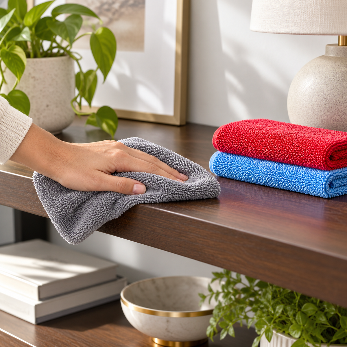 Cairo Brand dust cleaning towels - in use