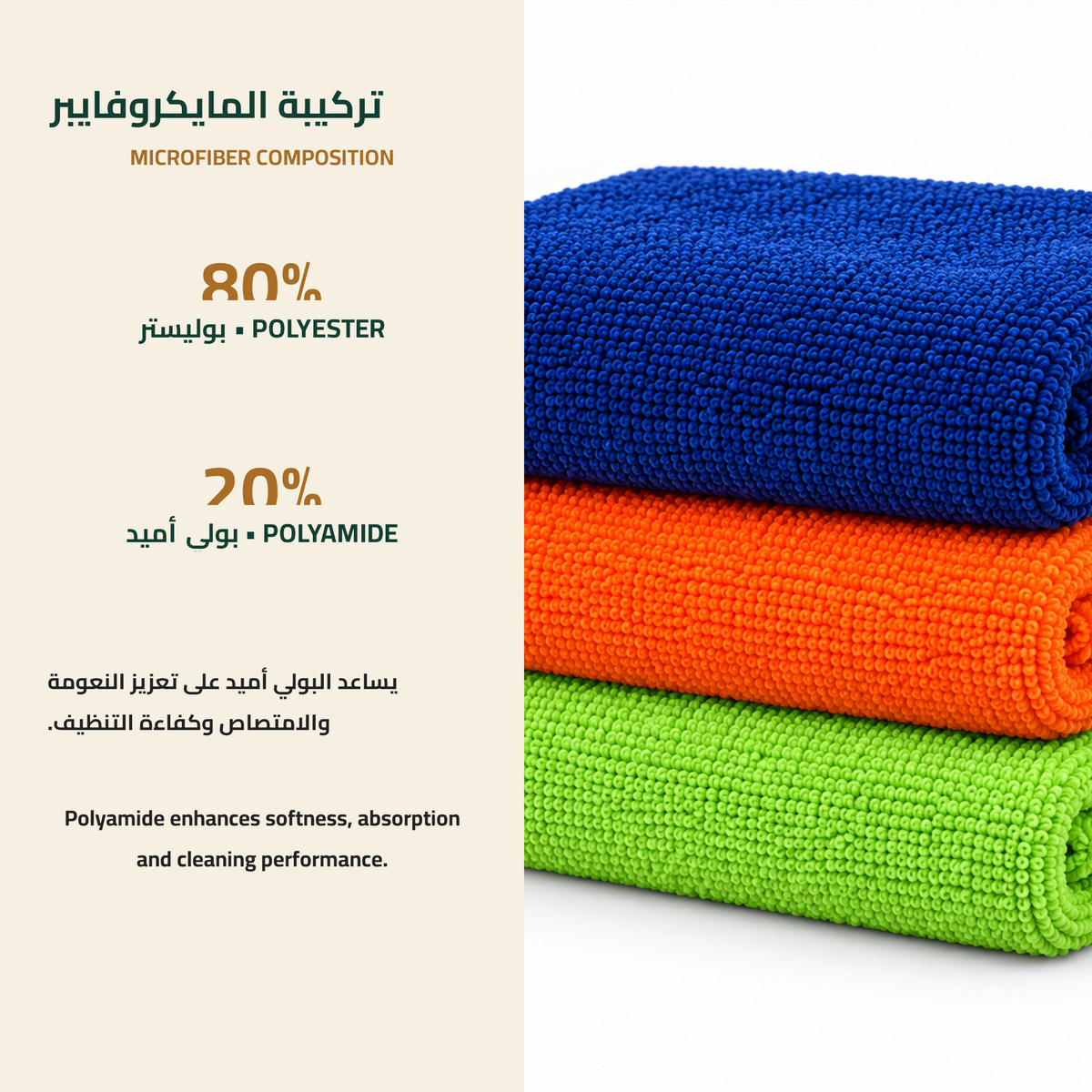 Cairo Brand multipurpose cleaning towels - microfiber composition
